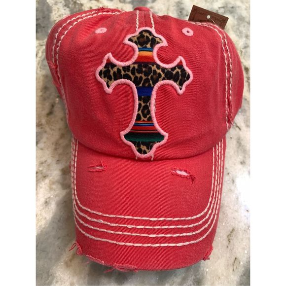 Pink Baseball Cap with Cross Monogrammed #beach #faith - Picture 2 of 4